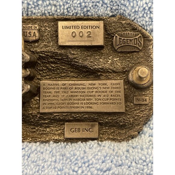 VINTAGE NASCAR GEOFF BODINE 7 LIMITED EDITION 002‎ BELT BUCKLE AMERICAN LEGENDS - Picture 5 of 10